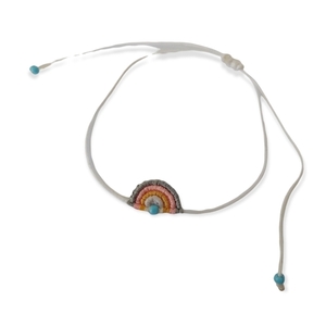 Rainbow macrame bracelet - μακραμέ, κορδόνια, χεριού, αυξομειούμενα, φθηνά