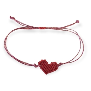 Simple Heart Macrame Bracelet Love Valentine's - καρδιά, μακραμέ, κορδόνια, ζευγάρια, χεριού