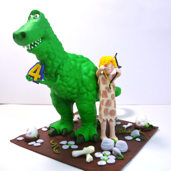 Διακοσμητικό Τούρτας (cake topper) από πηλό, T-Rex - πηλός, δεινόσαυρος, personalised, διακοσμητικά για τούρτες, διακοσμητικά - 3