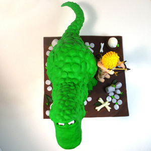 Διακοσμητικό Τούρτας (cake topper) από πηλό, T-Rex - πηλός, δεινόσαυρος, personalised, διακοσμητικά για τούρτες, διακοσμητικά - 5