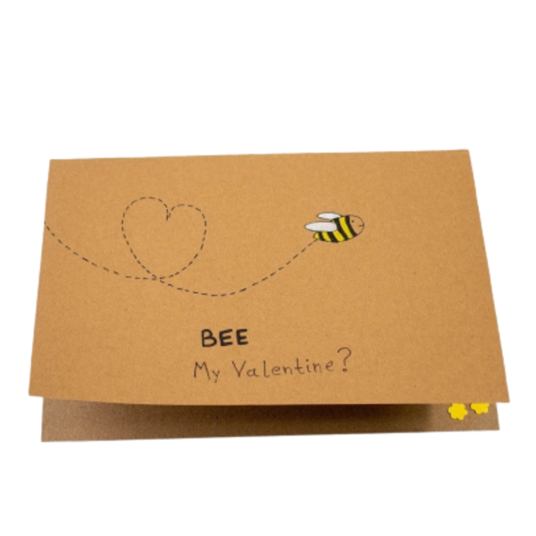Ευχετήρια κάρτα Αγίου Βαλεντίνου - BEE My Valentine 21εκ * 14,8εκ - Κραφτ - χαρτί, ευχετήριες κάρτες