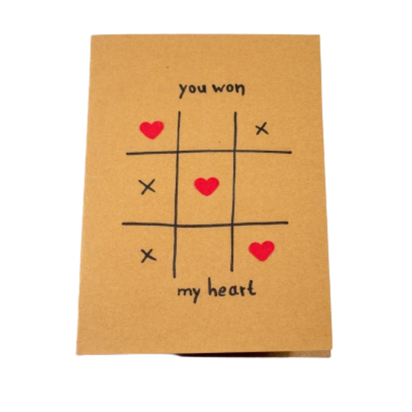 Ευχετήρια κάρτα Ερωτευμένων - Αγίου Βαλεντίνου - You won my heart 14,8εκ * 21εκ - Κραφτ - χαρτί, ευχετήριες κάρτες