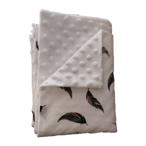 Μίνκυ κουβέρτα αγκαλιάς σε λευκό χρώμα κ σχέδιο με φτερά διαστάσεις 0,75x1μ - φτερό, κορίτσι, αγόρι, κουβέρτες