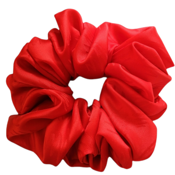 Κόκκινο Scrunchie με κεραυνούς - ύφασμα, σατέν, λαστιχάκια μαλλιών - 2