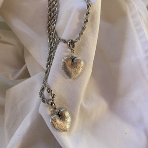 Fingerprint heart chains silver - αλυσίδες, καρδιά, επάργυρα, μακριά, ατσάλι