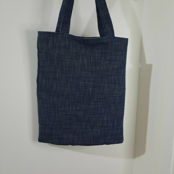 Υφασμάτινη tote τσάντα "σκούρο μπλε τζιν_λεβάντα" 41x33cm - ύφασμα, ώμου, all day, tote, πάνινες τσάντες - 2