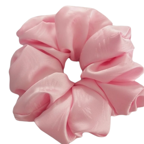 Ροζ παστελ σατέν scrunchie με κεραυνούς - ύφασμα, σατέν, λαστιχάκια μαλλιών - 2
