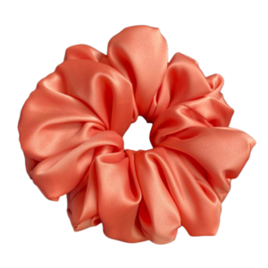 Peachy Scrunchie - ύφασμα, σατέν, λαστιχάκια μαλλιών