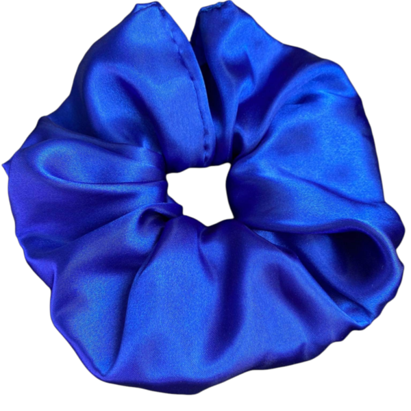 Dark Blue Scrunchie - ύφασμα, σατέν, λαστιχάκια μαλλιών