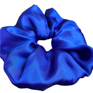 Dark Blue Scrunchie - ύφασμα, σατέν, λαστιχάκια μαλλιών - 2