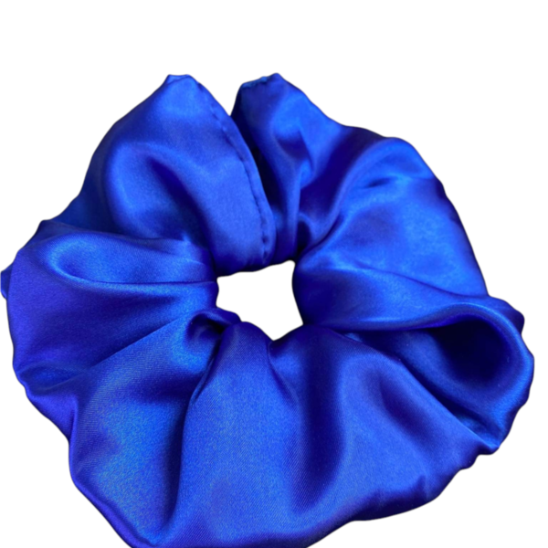 Dark Blue Scrunchie - ύφασμα, σατέν, λαστιχάκια μαλλιών - 3