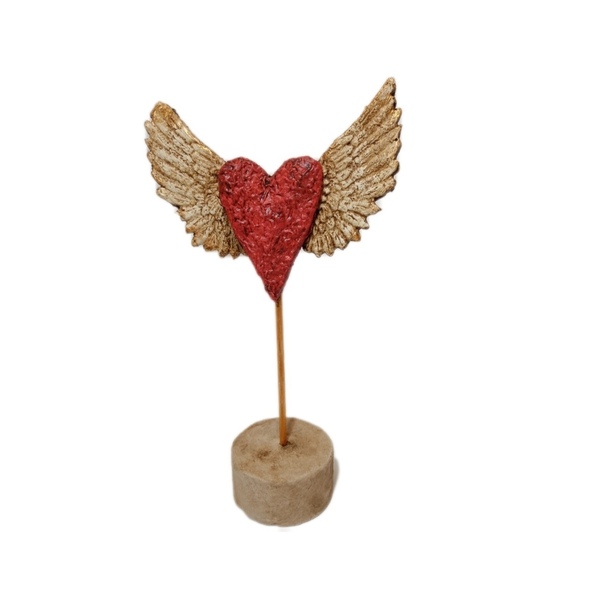 Καρδιά με φτερά αγγέλου - πηλός, διακοσμητικά, δώρα για γυναίκες