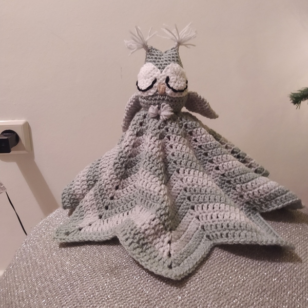 Lovey Owl blanket - 60 cm διάμετρος - δώρα γενεθλίων, 0-3 μηνών, δώρο γέννησης, 1-2 ετών, κουβέρτες - 3