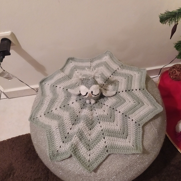 Lovey Owl blanket - 60 cm διάμετρος - δώρα γενεθλίων, 0-3 μηνών, δώρο γέννησης, 1-2 ετών, κουβέρτες - 4