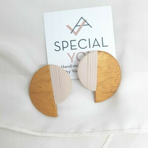 "Geometry earrings" χειροποίητα από πηλό - γυναικεία, πηλός, χειροποίητα, καρφωτά, μεγάλα - 4