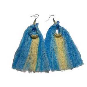 Σκουλαρίκια *Bobolink* με τέχνη μακραμε, χαντρες. - μακραμέ, ατσάλι, κρεμαστά, μεγάλα, γάντζος - 5