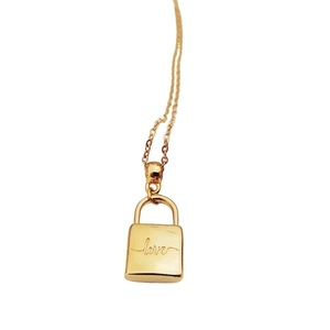Love pendant heart lock σε ατσάλινη αλυσίδα μήκους 45 cm - charms, μέταλλο, ατσάλι, κοσμήματα