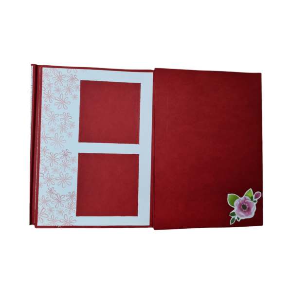 Χειροποίητο άλμπουμ φωτογραφιών 15.50 x 21cm κοκκινο με λευκό - χαρτί, αγάπη, διακοσμητικά - 4