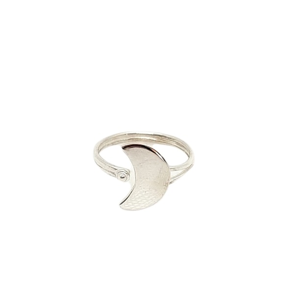 Χειροποίητο ασημένιο ανοιχτό δαχτυλίδι με σχέδιο μισοφέγγαρο - ασήμι 925, φεγγάρι, αυξομειούμενα