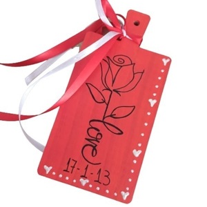 διακοσμητικό ξύλο κοπής 20 x 10 cm ζωγραφισμένο στο χέρι τριαντάφυλλο ' love ' - ξύλο, τριαντάφυλλο, διακοσμητικά, ζευγάρια, αγ. βαλεντίνου