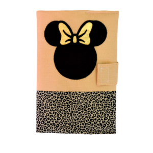 ΘΗΚΗ ΒΙΒΛΙΑΡΙΟΥ MINNIE , ΜΕ ΧΡΥΣΕΣ ΛΕΠΤΟΜΕΡΕΙΕΣ ΣΤΟΝ ΦΙΟΓΚΟ ΚΑΙ ΚΟΥΜΠΩΜΑ ΧΡΙΤΣ ΧΡΑΤΣ, ΑΠΟ 100% ΒΑΜΒΑΚΕΡΟ ΠΛΕΝΟΜΕΝΟ ΥΦΑΣΜΑ - κορίτσι, θήκες βιβλιαρίου, δώρα για μωρά