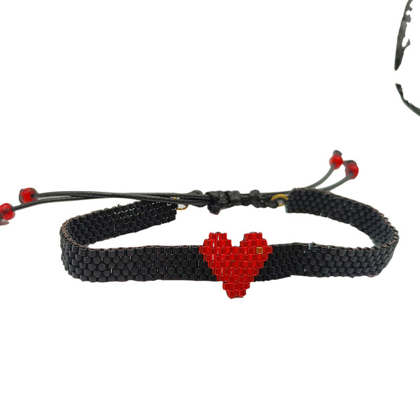Heart bracelet - γυαλί, καρδιά, αυξομειούμενα