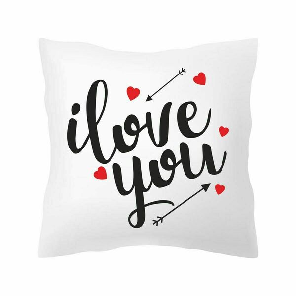 Διακοσμητικό μαξιλάρι, λευκό με μήνυμα αγάπης - ύφασμα, αγάπη, personalised, διακοσμητικά, μαξιλάρια
