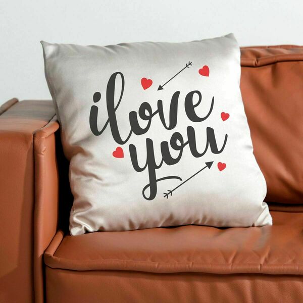 Διακοσμητικό μαξιλάρι, λευκό με μήνυμα αγάπης - ύφασμα, αγάπη, personalised, διακοσμητικά, μαξιλάρια - 2