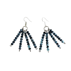 "Bluebells" - Κρεμαστά σκουλαρίκια με γυάλινες χάντρες - γυαλί, χάντρες, κρεμαστά, μεγάλα, γάντζος