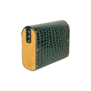 Χειροποίητη τσάντα από ξύλο και vegan δέρμα (Μεσαίο μέγεθος Πράσινο Φίδι) - animal print, ξύλο, ώμου, χιαστί, δερματίνη - 2