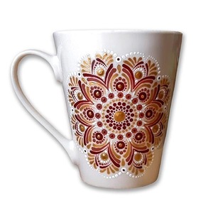 Κεραμική κούπα "Alba", ζωγραφισμένη στο χέρι, χωρητικότητα 330ml - κεραμικό, mandala, ζωγραφισμένα στο χέρι, κούπες & φλυτζάνια, πηλός