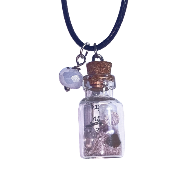 Κρεμαστό μπουκαλάκι με μήνυμα - ημιπολύτιμες πέτρες, γυαλί, μακριά, μενταγιόν