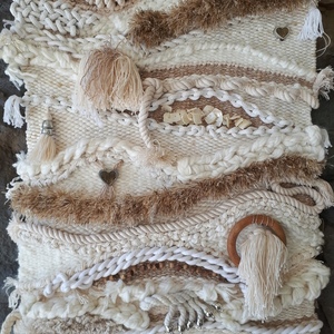 Υφαντό τοίχου. (39×72 cm) . Wall hanging 5 - μακραμέ, χειροποίητα, υφαντά, κρεμαστά - 4