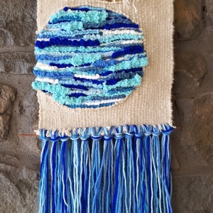 Υφαντό τοίχου. (47×25 cm ). Wall hanging 4 - χειροποίητα, υφαντά, κρεμαστά - 5