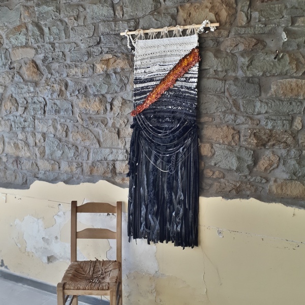 Υφαντό τοίχου.(1,45×45 cm) . Wall hanging 8 - μακραμέ, υφαντά, boho - 2