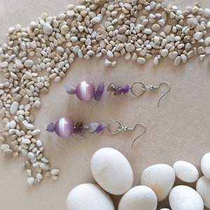 "Lilac" - Κρεμαστά σκουλαρίκια με ημιπολύτιμες πέτρες - ημιπολύτιμες πέτρες, γυαλί, αμέθυστος, χάντρες, κρεμαστά - 3