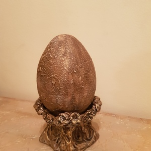 Πασχαλινό αυγό με διακοσμητικά στοιχεία πηλού και μικτές τεχνικές 19χ10εκ. - διακοσμητικά, δώρο για νονό, ιδεά για δώρο, πασχαλινά αυγά διακοσμητικά, πασχαλινά δώρα - 4