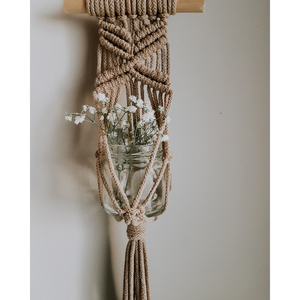 Mini macrame διακοσμητικό τοίχου 10×33cm (χωρίς βάζο) - μακραμέ, boho, διακοσμητικά - 3