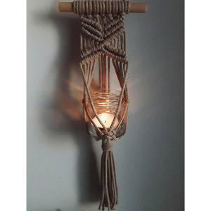 Mini macrame διακοσμητικό τοίχου 10×33cm (χωρίς βάζο) - μακραμέ, boho, διακοσμητικά - 4