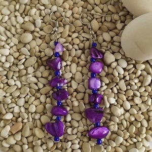 "Lilac Joy" - Κρεμαστά σκουλαρίκια με ημιπολύτιμες πέτρες - ημιπολύτιμες πέτρες, χάντρες, μακριά, κρεμαστά, γάντζος - 5