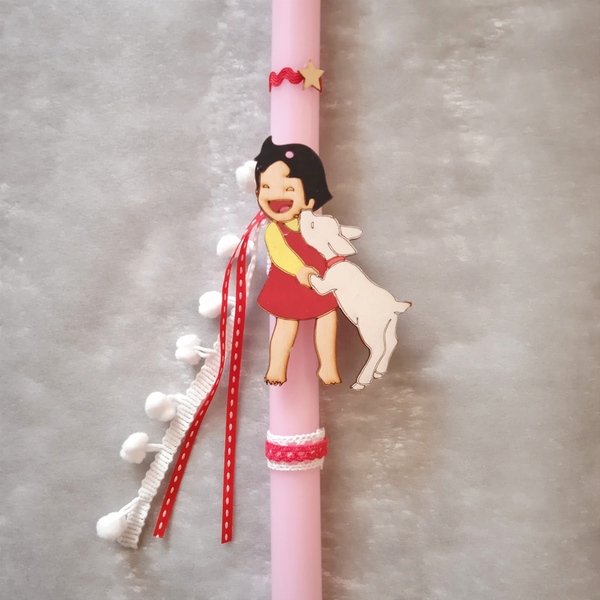 Λαμπάδα αρωμ. χειροπ. ροζ 30εκ. με ξυλινη φιγουρα Χαιντυ 10εκ. apois - κορίτσι, λαμπάδες, για παιδιά, ήρωες κινουμένων σχεδίων, για μωρά - 2