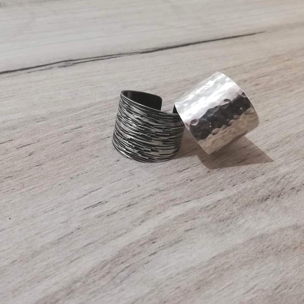 Ασημενιο σφυριλατο δαχτυλίδι 925° - ασήμι, σφυρήλατο, μεγάλα, αυξομειούμενα - 3