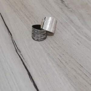 Ασημενιο σφυριλατο δαχτυλίδι 925° - ασήμι, σφυρήλατο, μεγάλα, αυξομειούμενα - 5
