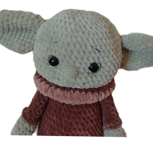 Χειροποiτος πλεκτος yoda. Απαλο. - δώρο, λούτρινα, amigurumi - 4