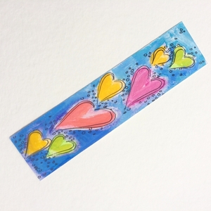 Σελιδοδείκτης ζωγραφισμένος στο χέρι με πολύχρωμες καρδιές 20 Χ 5 εκ - σελιδοδείκτες, χειροποίητα, ζωγραφισμένα στο χέρι, δώρο, ακρυλικό