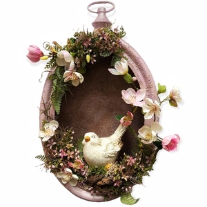 Διακοσμητικό τοίχου με πουλάκι και λουλούδια - στεφάνια, πασχαλινά αυγά διακοσμητικά, πασχαλινή διακόσμηση, πασχαλινά δώρα