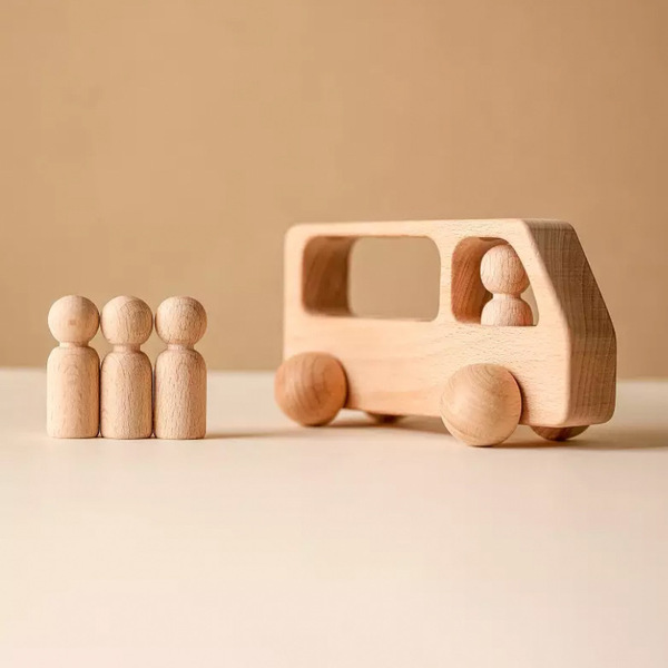 Βρεφικό Ξύλινο παιχνίδι Λεωφορείο με κούκλες από ξύλο οξιάς - ξύλινα παιχνίδια