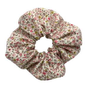 Υφασμάτινο λαστιχάκι scrunchie with colorful flowers - ύφασμα, κορίτσι, φλοράλ, για τα μαλλιά, λαστιχάκια μαλλιών - 5