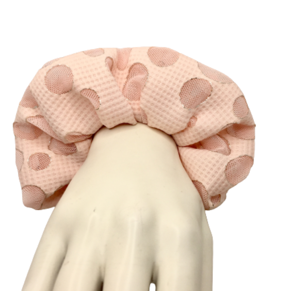 Υφασμάτινο λαστιχάκι- scrunchie pink - ύφασμα, κορίτσι, για τα μαλλιά, λαστιχάκια μαλλιών - 5