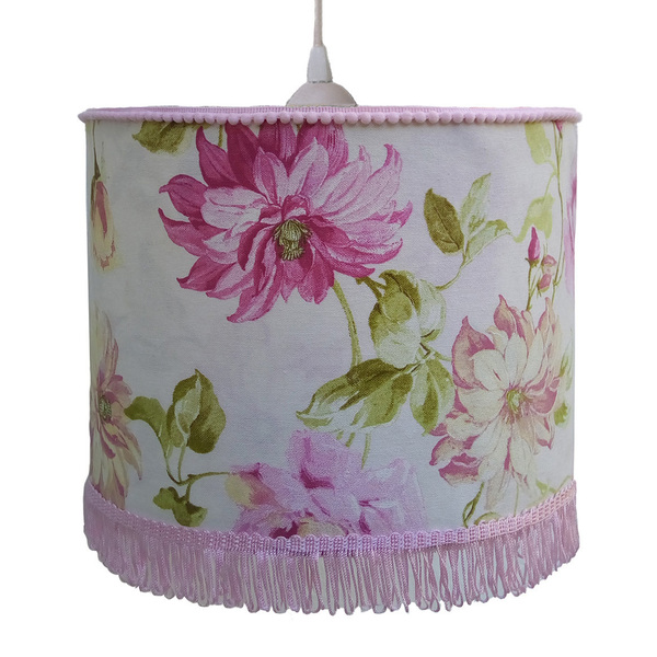 Φωτιστικό οροφής με θέμα pink ibiscus Διαστάσεις 30*25*20Ε27 - πορτατίφ, οροφής